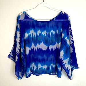 Cerulean and Cobalt Blue Sheer Cold Shoulder Top Size S/M